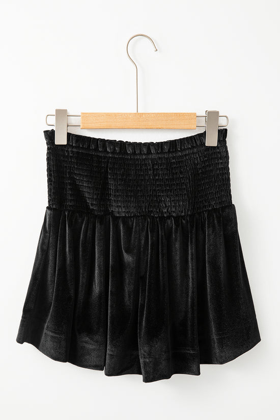 Pantalones cortos con cintura alta en terciopelo negro