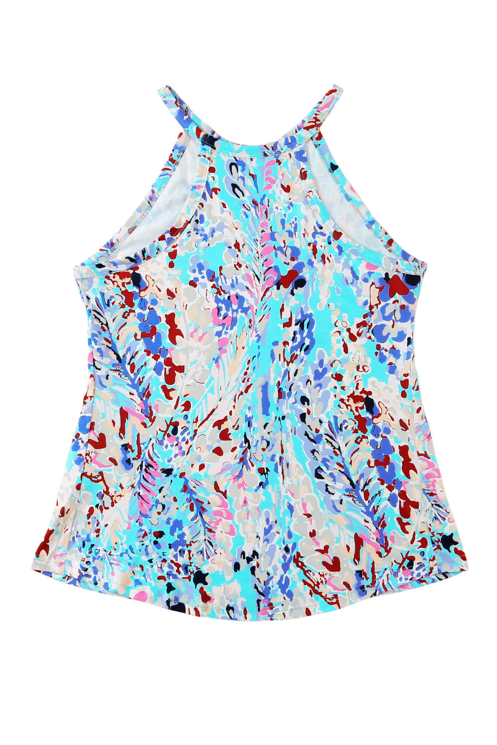 Sky Blue Tropical Floral Print Racerback Top Top