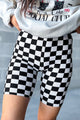 High waist cycling shorts print black checkered *