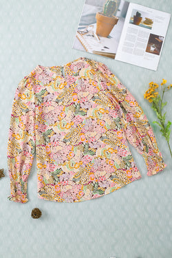 Yellow flower blouse with puffy sleeves