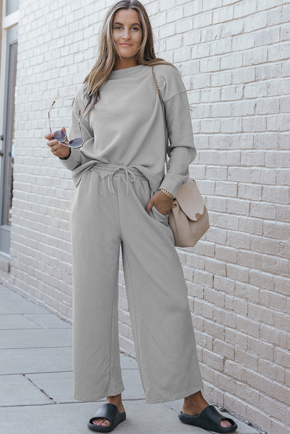 Grigio Ultra Sbose Textured 2PCs Slouchy Outfit