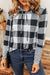 Multicolor Plaid Striped Patchwork Drawstring Hoodie