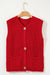 Buried -style buttoned knitted shot sweater with ardent red with side pockets