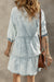 Retro Mid Sleeve Acid Wash Flare Denim Dress in Dusk Blue