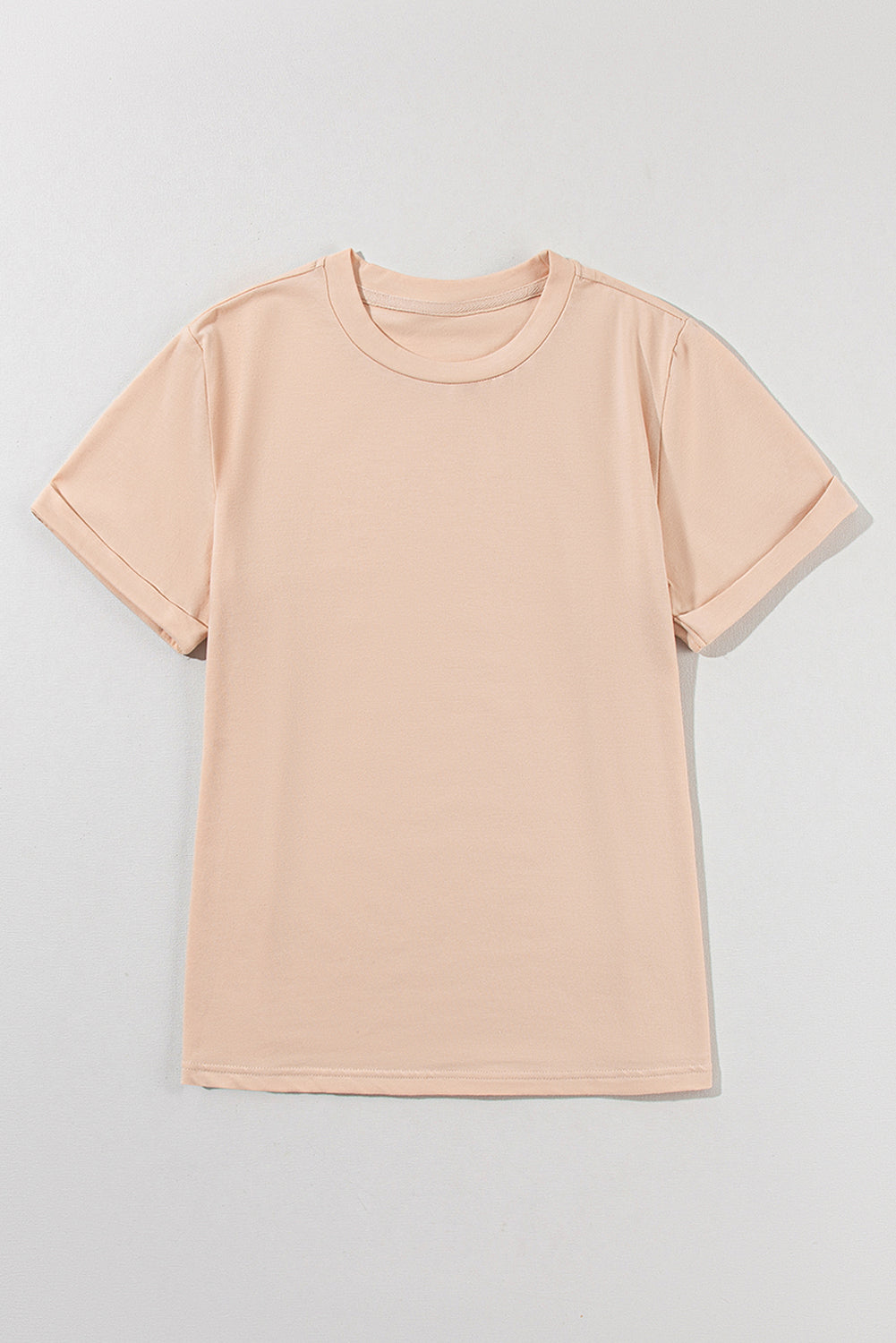 T-shirt décontracté uni à col rond kaki