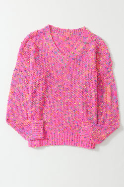 Decreeed sweater knitted with colored polka dots *