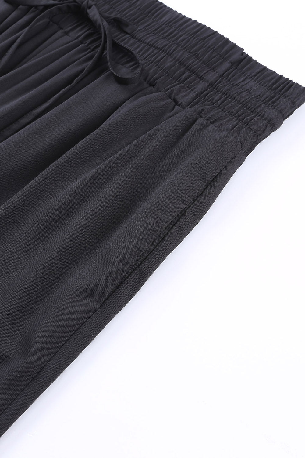 Pantalon large décontracté à taille élastique avec cordon de serrage noir