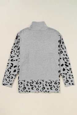 Leopardo gris pulite uversize con collar vertical *