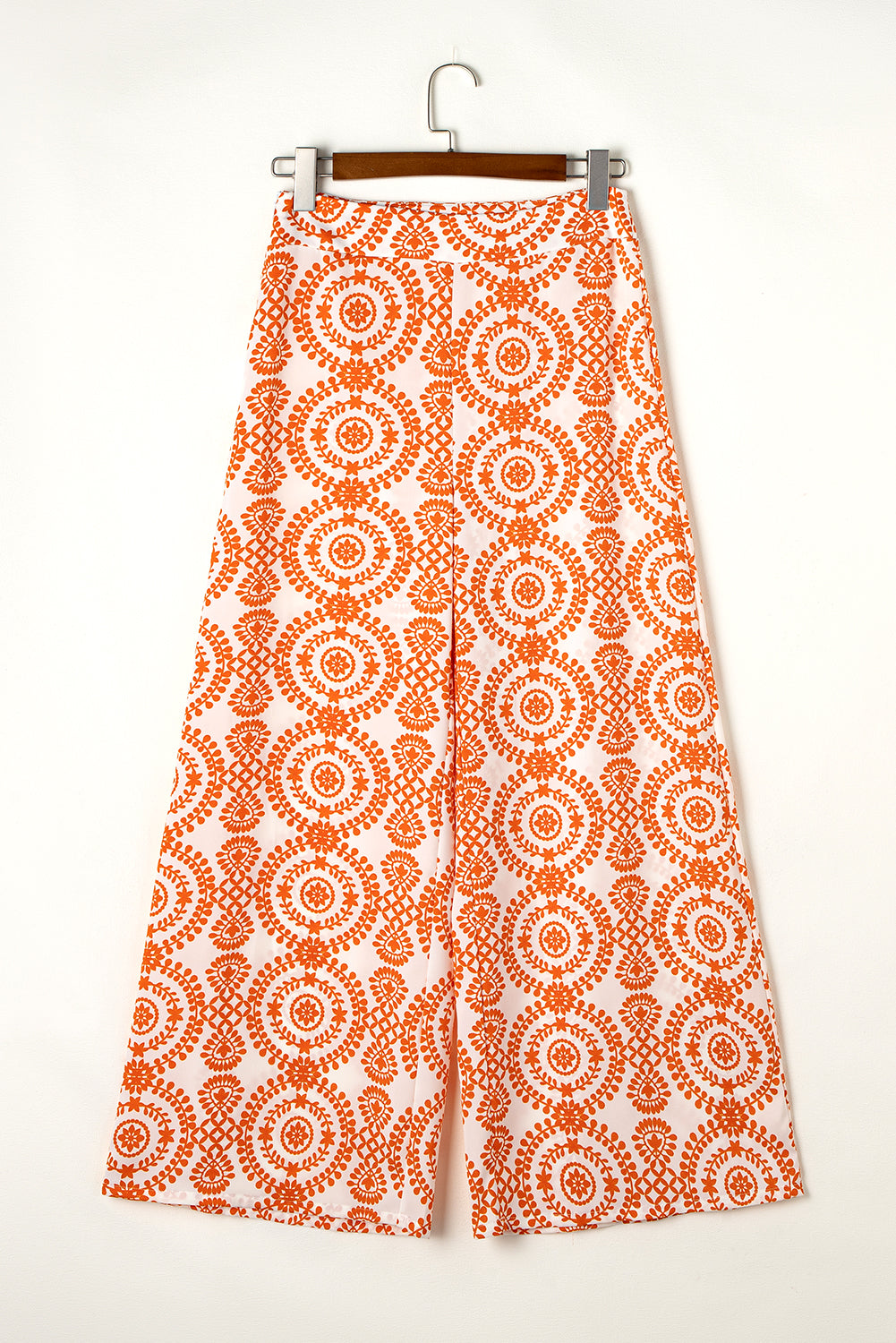 Pantalones anchos con estampado de flores retro boho naranja