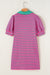 Striped pink t-shirt dress, V * collar