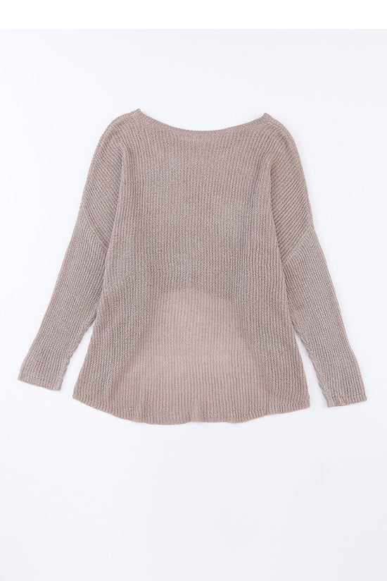 Pull gris ample à manches dolman, haut et bas