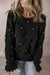 Diamond pattern sweater decorated with black pearls