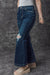 High -waisted jeans torn high and blue sarcelle blue bell real