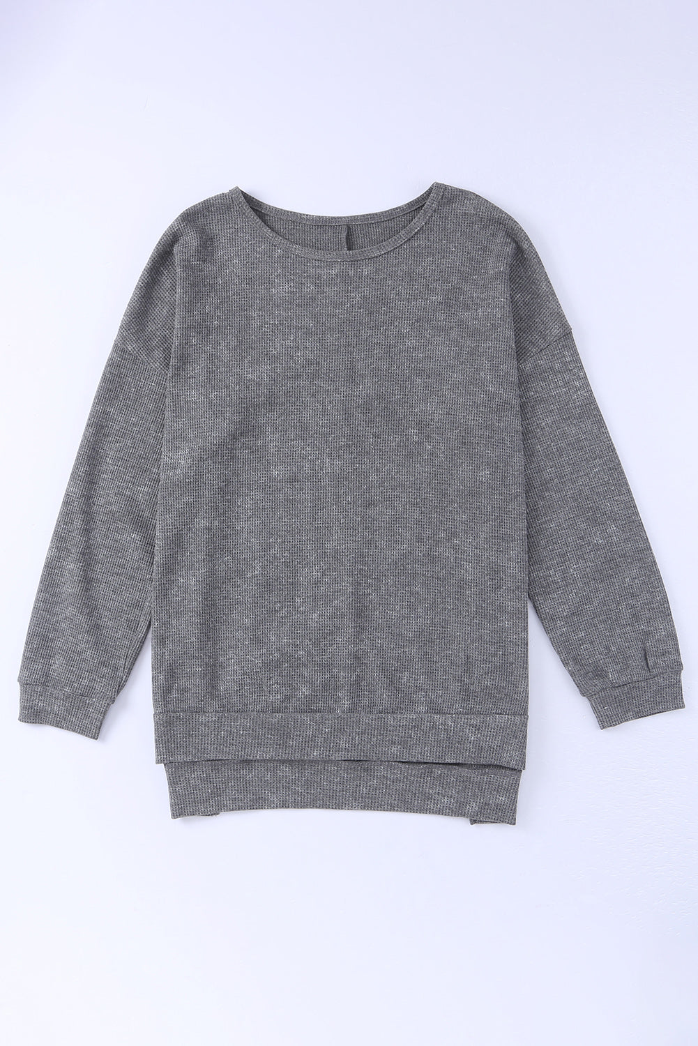 Haut pull gris en tricot gaufré avec fente latérale