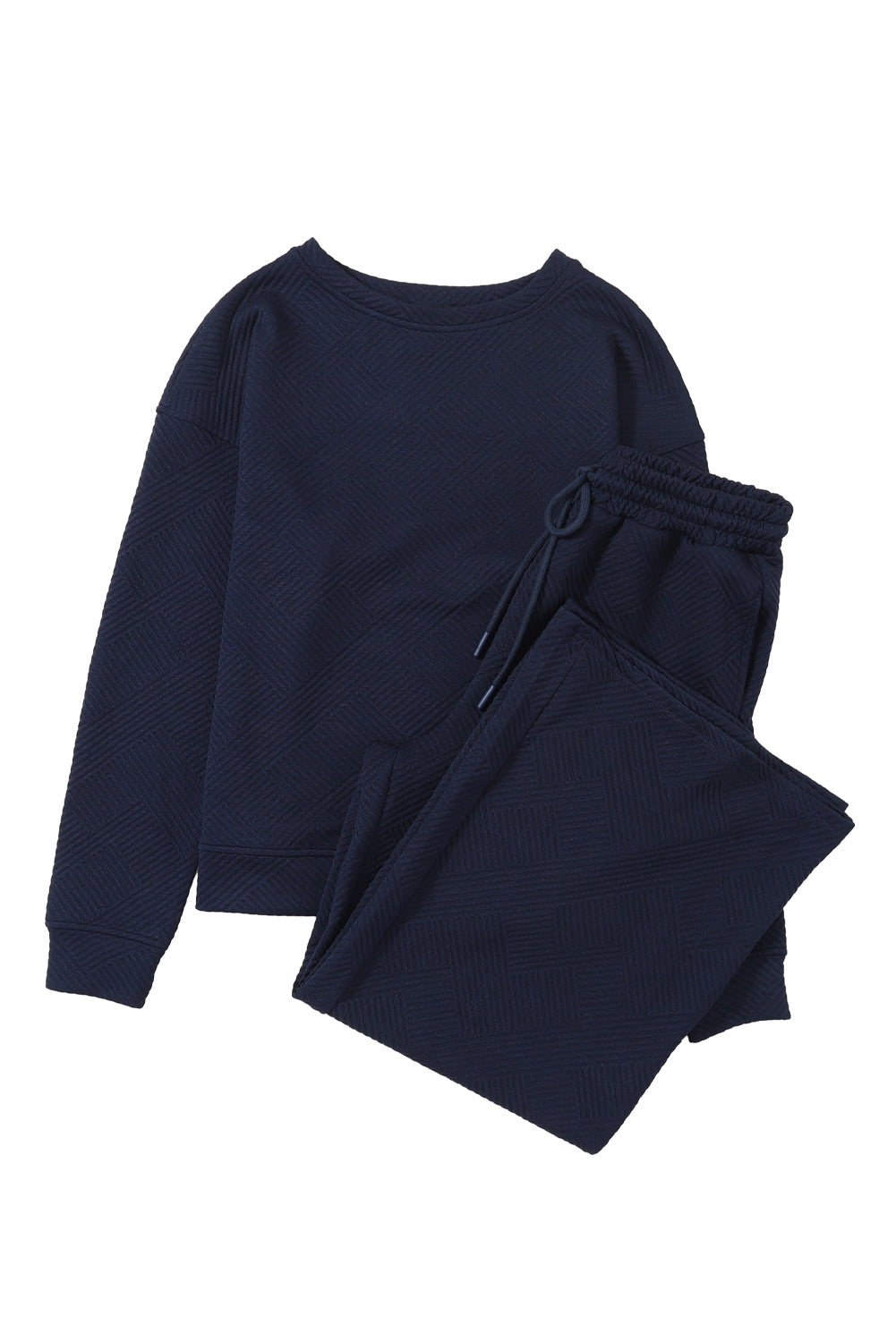 Navy Blue Ultra lose strukturierte 2pcs Slouchy Outfit