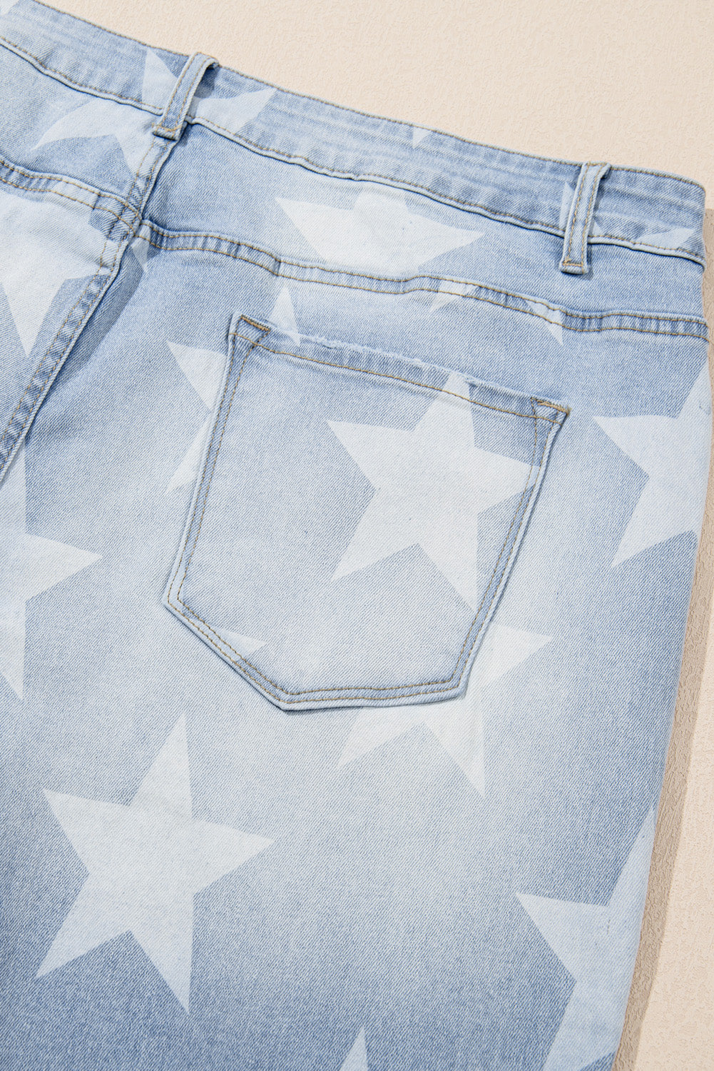 Beau Blue - Plus Size Star Pattern High Waisted Jeans