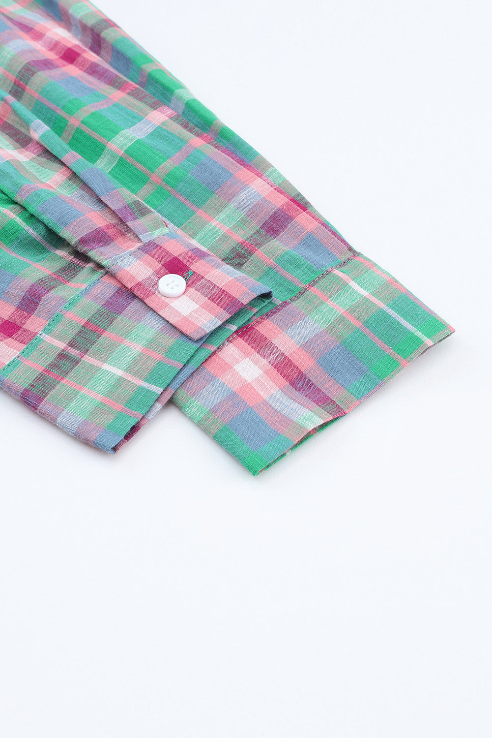 Chemise divisée à manches longues à plaid vert