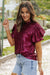 Bordeaux blouse with short sleeves and sparkling sequins