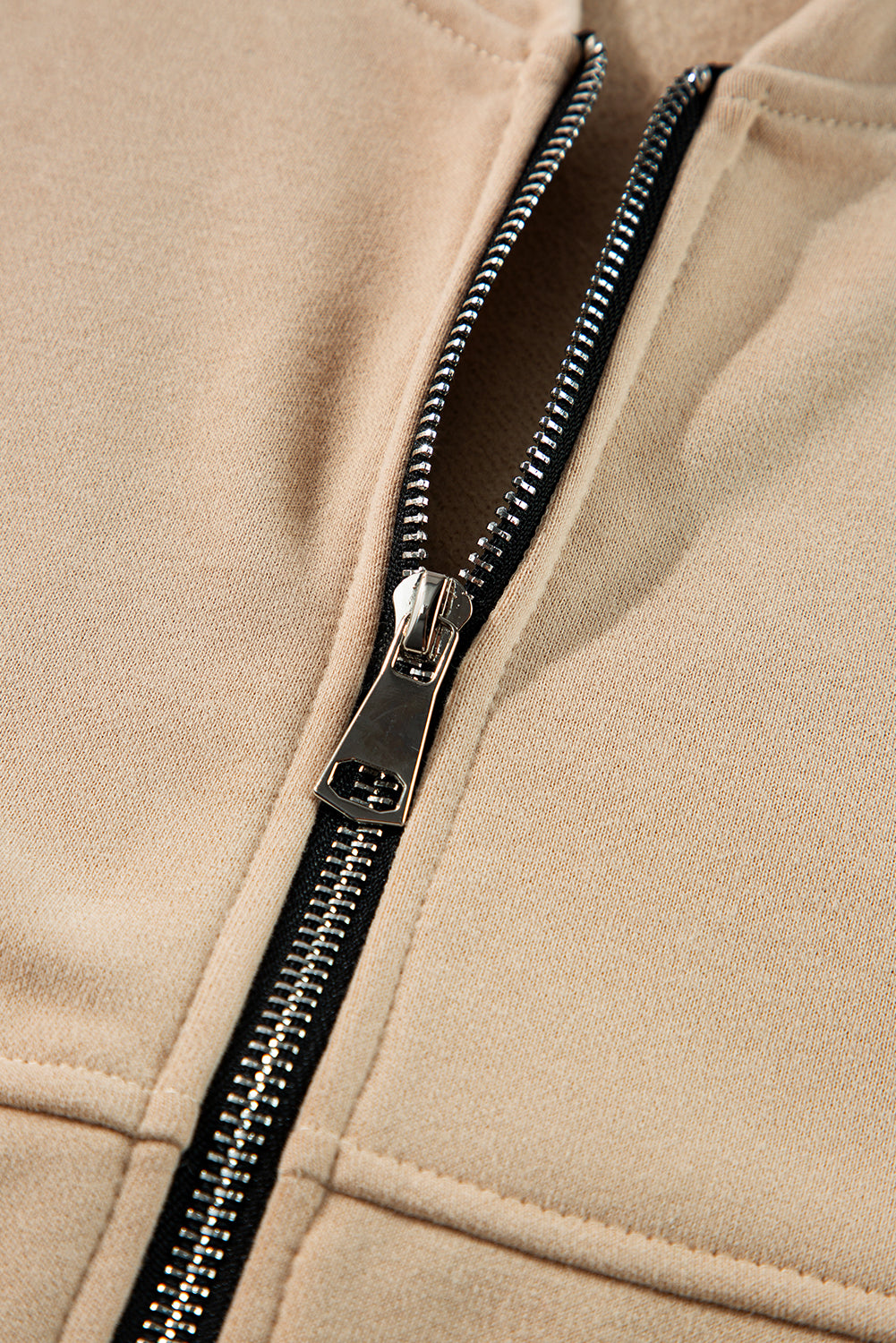 Ensemble veste zippée à coutures unies et pantalon à taille avec cordon de serrage abricot-A WOMAN WE LOVE