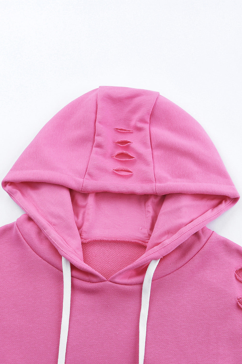 Sudadera con capucha rosa sólida con bolsillo de canguro