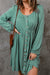 Green long sleeve high waist buttoned dress