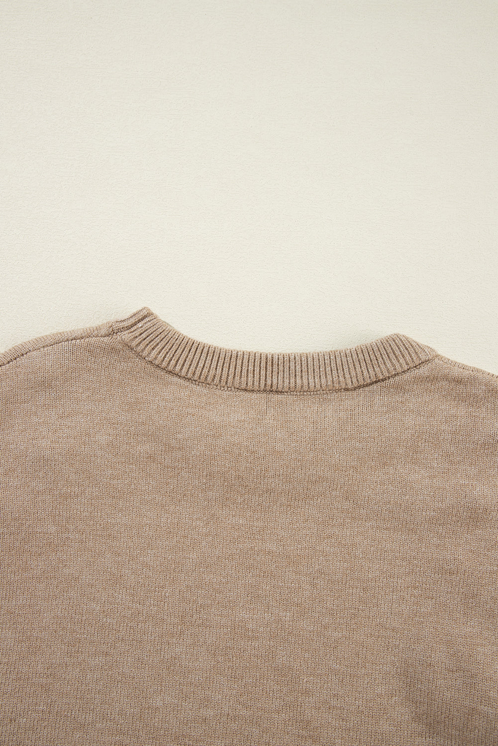 Smoke gray crew neck sweater with beaded dropped shoulders