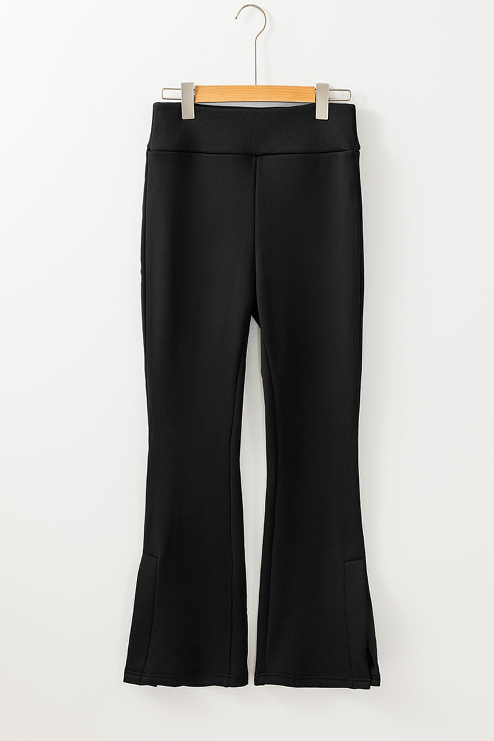 Black Thermal Lined Split Flare Leg Pants