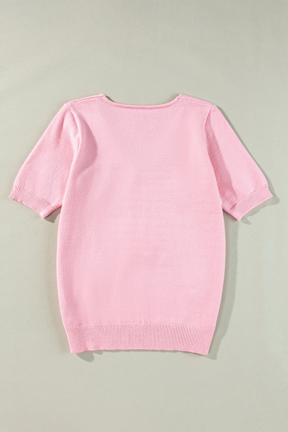 Short -sleeved sweater and pink flower hrp -in collar