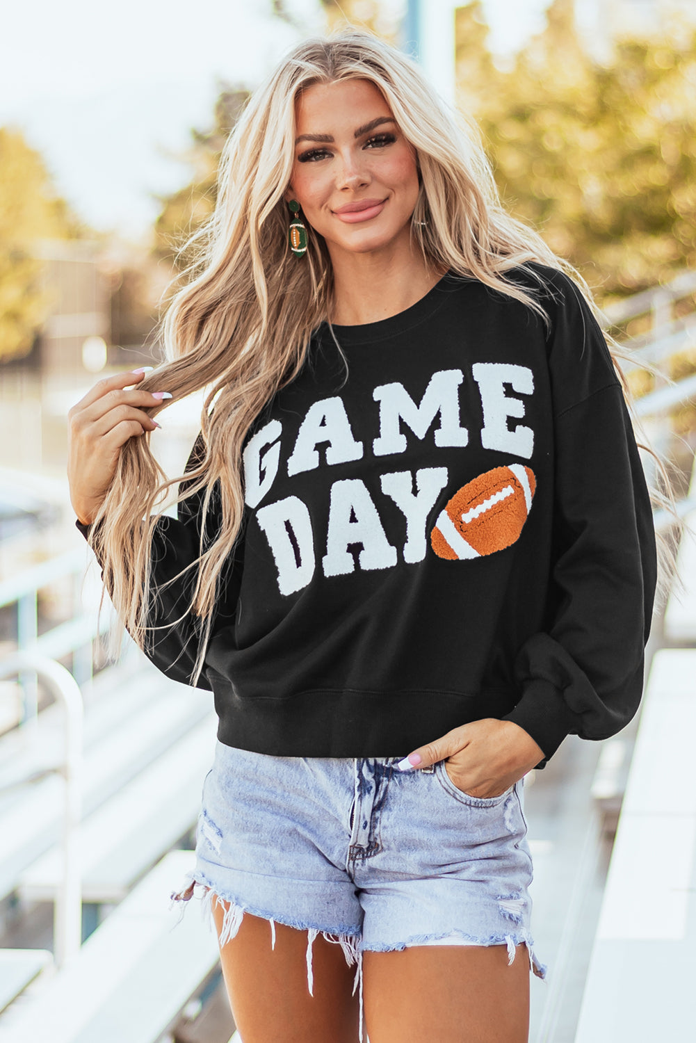 GAME DAY Graphic Black Pullover Sweatshirt