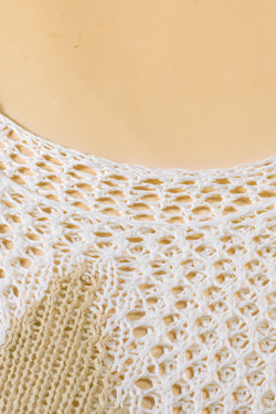 Haut pull d'été tricoté au crochet avec motif étoile blanche