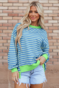 High-lower tunic-tunic sweatshirt with contrasting stripes *