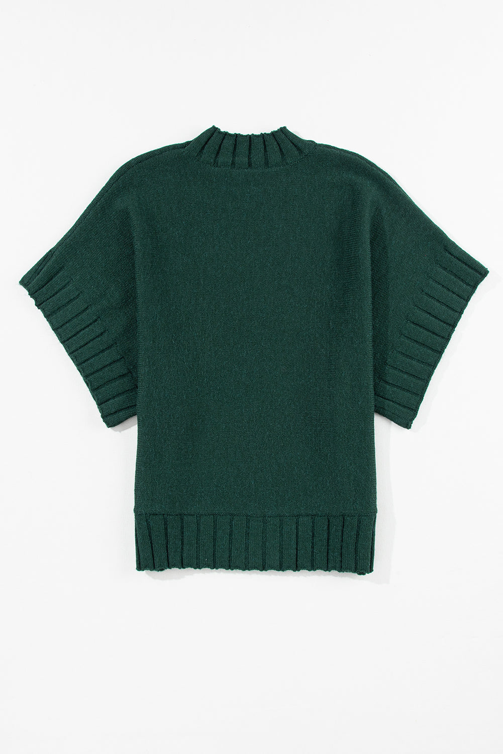 Schwärzgrüner Scheinhalsschläger Kurzarm Strickpullover