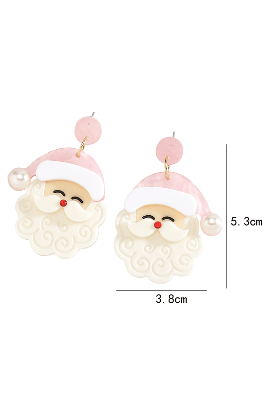 Boucles d'oreilles père noël, décor de perles blanches brillantes, mignonnes