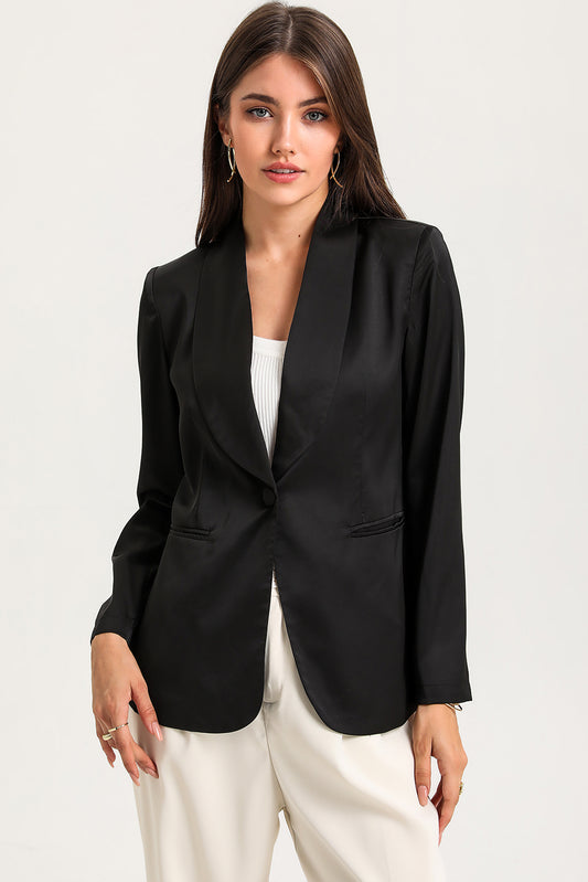 Blazer noir simple boutonnage à col et poches