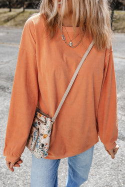 Orange corduroy oversized sweatshirt