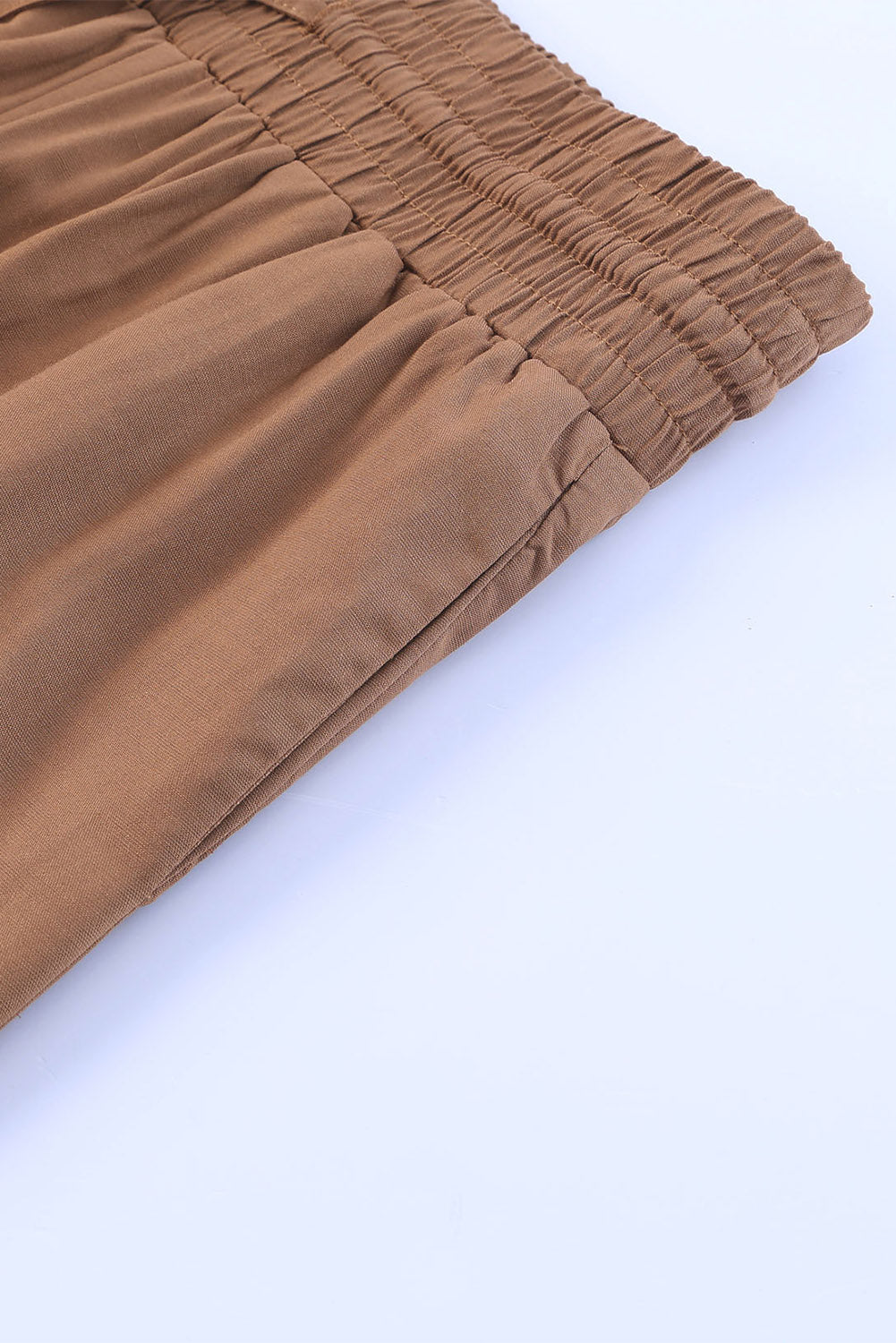 Pantalon large décontracté à taille élastique avec cordon de serrage marron