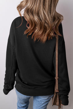 Black loose sweatshirt with pockets *