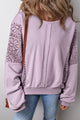 Orchid Petal Knit Sweatshirt, Exposed Crochet Seams, Ribbed Trim