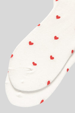 Chaussettes blanches à motif coeur Saint-Valentin