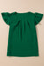 Blusa texturizada complicada con mangas flotantes de color verde oscuro