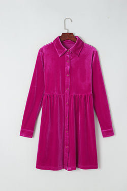 Grave to ruffle and pink sleeve button dress