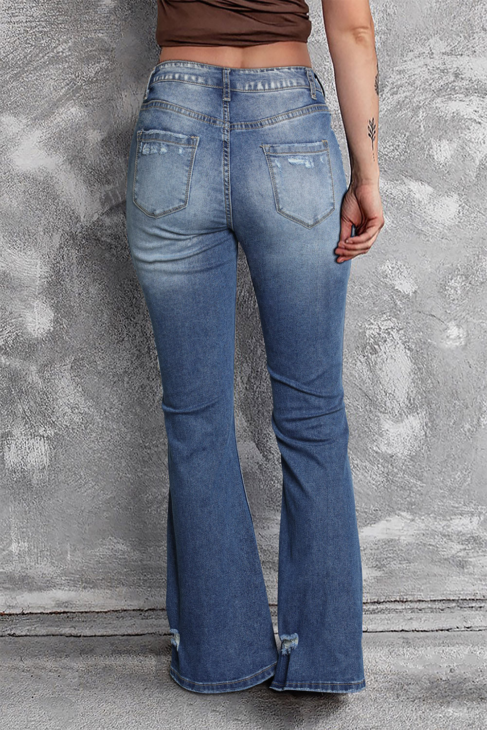 Jeans de bengala angustiados azules