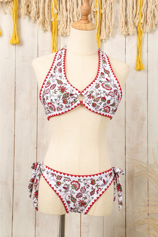 Bikini set bare back with red floral knot with toric seal