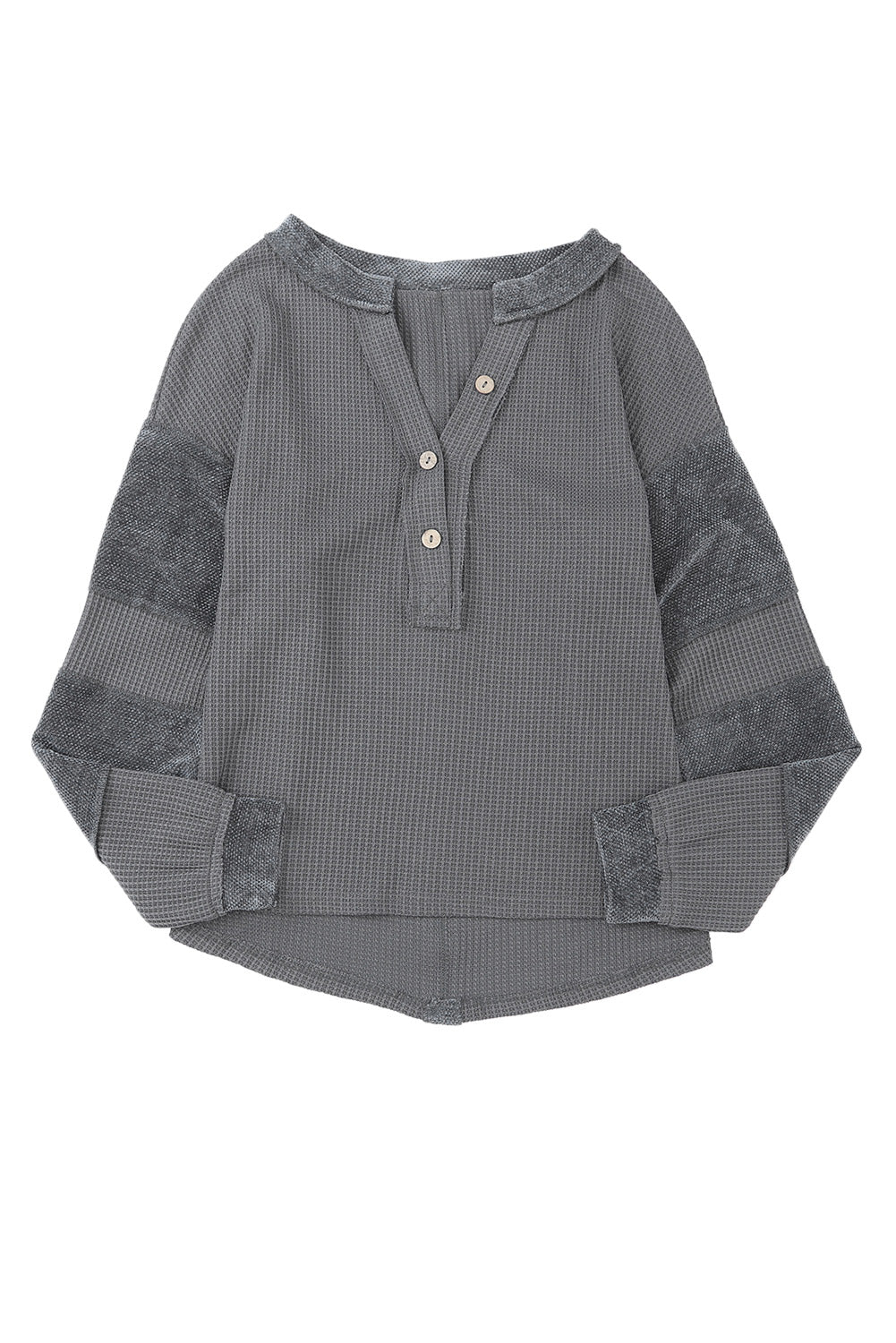 Top Henley Henley Top Henley de gafas de costura expuesta de contraste gris