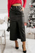 Black half length skirt split on the front, high waist, slim cut