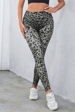 Classic Grey Leopard Print Active Leggings