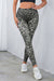 Leggings grises clásicos activos con estampado de leopardo