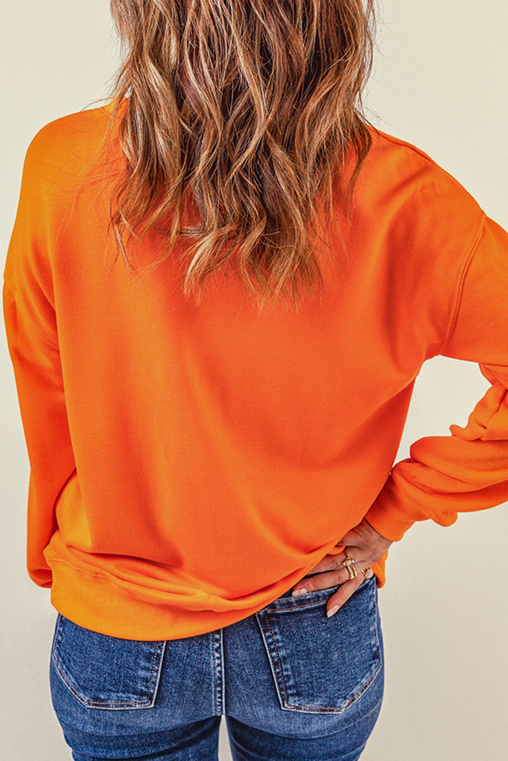 Orangefarbenes Crew Neck Pullover Sweatshirt