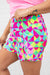 Multicolor Geometric High Waisted Sports Shorts