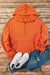 Orange full hooded sweatshirt with kangaroo pockets and semi-ferms flash doubled with fleece